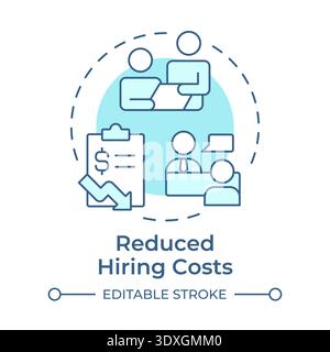Reduced hiring costs soft blue concept icon Stock Vector
