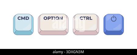 CMD Option CTRL Power computer keyboard shortcut Stock Vector