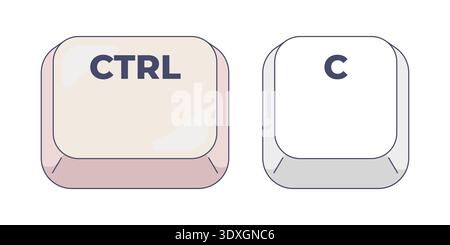 Ctrl C letter computer keyboard shortcut Stock Vector