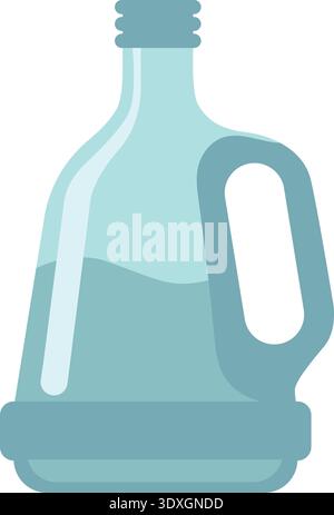 Flat illustration of a translucent glass bottle with a side handle and light blue liquid Stock Vector