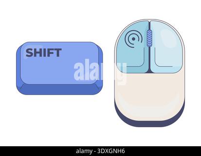 Shift with left mouse click computer keyboard shortcut Stock Vector