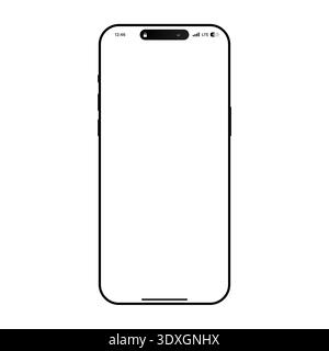 Blank smartphone mockup with screen features. Perfect for app UI design and mobile presentations. Vector graphics. Stock Vector