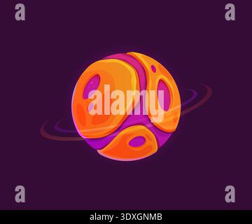 Cartoon alien space planet with magma surface Stock Vector