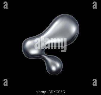 3d liquid chrome metal drop and fluid shape Stock Vector
