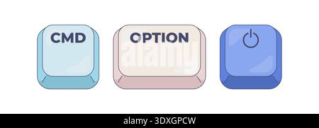 CMD Option Power computer keyboard shortcut Stock Vector