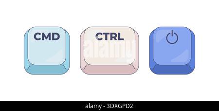 CMD CTRL Power computer keyboard shortcut Stock Vector