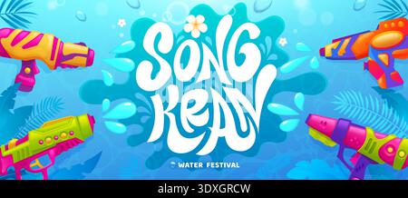 Songkran Thailand holiday festival, water guns Stock Vector