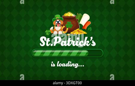 Happy St Patrick's holiday countdown loading bar Stock Vector