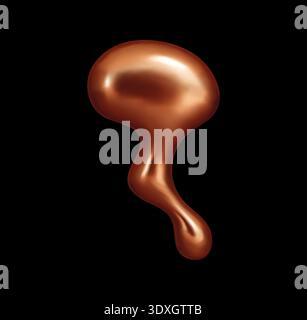 Copper metal drop, abstract shape of liquid blob Stock Vector
