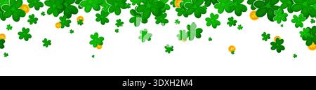 Happy St Patrick's day holiday border with clover Stock Vector
