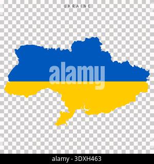 Map of Ukraine filled with national flag colors. Country silhouette isolated on transparent background for geography, infographic, travel and design p Stock Vector
