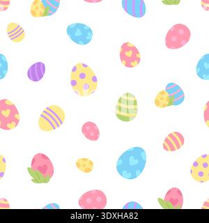 Colored decorative eggs seamless pattern. Easter symbols print for fabric, textile, wrapping, wallpaper. Spring festive elements, bright egg, vector Stock Vector