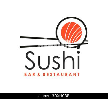 Traditional salmon sushi Japanese restaurant icon Stock Vector