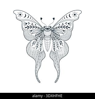 Mystic esoteric moth night butterfly tattoo Stock Vector