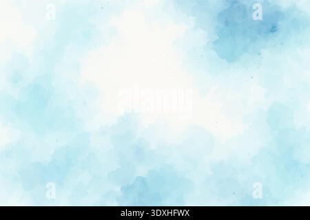 Abstract watercolor background with soft blue aqua pastel wash texture airy artistic design backdrop template Stock Vector