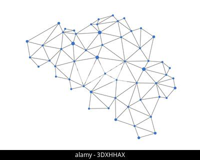 Belgium map. Abstract geometric map - connection dots mesh lines. Stock Vector