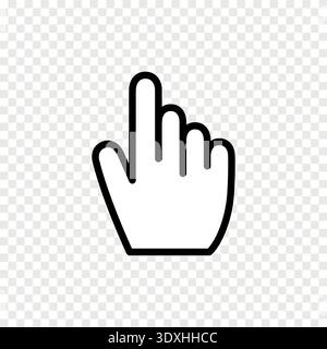 Cursor click hand pointer icon gesture touch interaction symbol isolated transparent background Stock Vector
