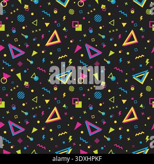 Memphis style geometric seamless pattern vector illustration. Stock Vector
