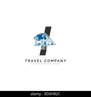 Letter I logo with bus illustration. Alphabet I Icon travel, and transport Design Stock Vector