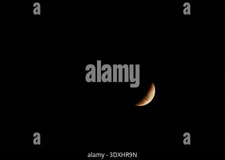 Mae Sot, Thailand. 03rd Mar, 2026. The moon is seen during a full "Blood Moon" lunar eclipse. A total lunar eclipse occurs when the Earth moves directly between the Sun and the Moon, casting its shadow across the lunar surface. (Photo by Paschal Zayar/SOPA Images/Sipa USA) Credit: Sipa USA/Ģ����ý Live News Stock Photo