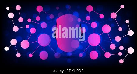 Abstract Dark Blue and Purple Robotics, Neural Networks, Agentic AI, Digital Assistant, Artificial Intelligence, Data Flow, Modern Artificial Technolo Stock Vector