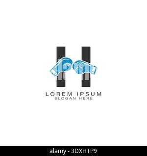 Letter H Logo Design with Boxing Gloves. Alphabet H Icon for Boxing Sport Design Stock Vector