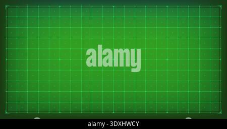 Hud radar grid. Military scan sonar monitor, green wireframe screen digital cyber tech futuristic hologram data interface computer system space network display vector illustration original artwork Stock Vector