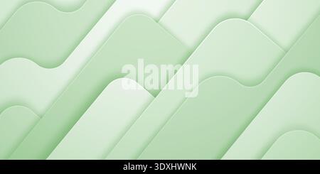 A soothing abstract background featuring layered, rounded mint green shapes with subtle shading and smooth curves, creating a calming visual effect. Stock Vector