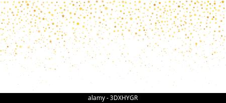 Gold star confetti background pattern. Glitter golden vector star texture party festive confetti fall. Stock Vector