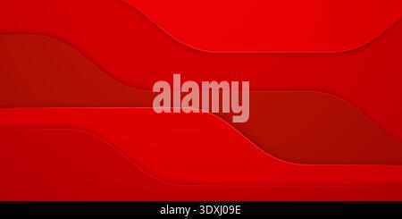 Vibrant red abstract background featuring wavy layers and subtle shading, creating a dynamic visual effect. Stock Vector