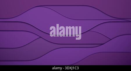 A digital illustration featuring layered, wavy purple shapes with subtle shading, creating a sense of depth and abstract movement. Stock Vector