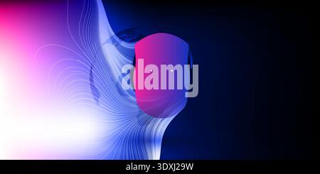 Shiny Bright Bold Futuristic Blue and Purple Colored AI Agentic Concept Design, Digital Assistant, Artificial Intelligence, Modern Technology Template Stock Vector