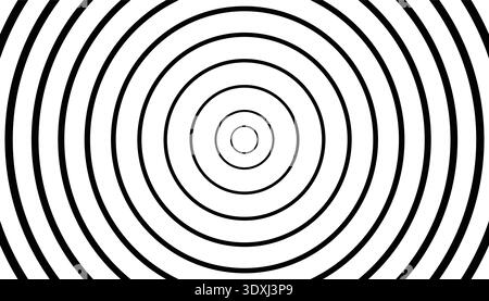 Black halftone concentric circles on white background creating a target or bullseye. A high-contrast geometric design suitable for aim, focus, and cen Stock Vector
