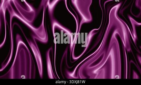 Deep purple liquid abstract background glossy fluid waves on black texture Stock Photo