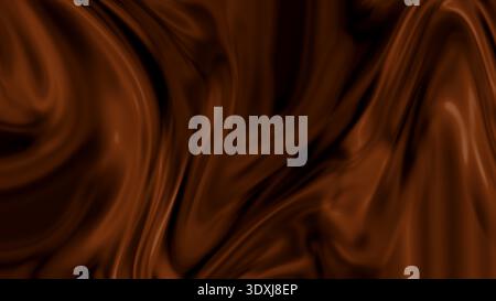 Dark chocolate brown liquid abstract background glossy smooth waves texture Stock Photo