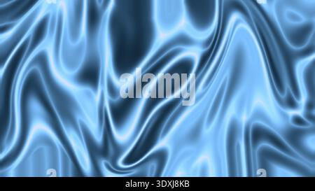 Blue glossy liquid abstract background smooth fluid waves cool texture Stock Photo