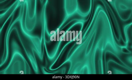 Neon teal green glow abstract background glossy liquid waves smooth texture Stock Photo