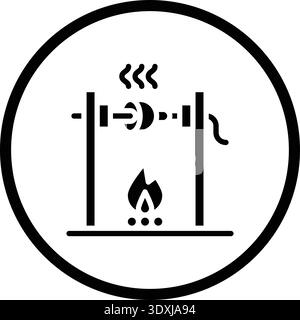 Medieval fire roasting Vector Icon Design Illustration Stock Vector