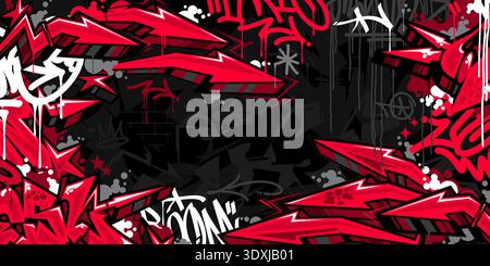 Trendy Dark Abstract Flat Urban Street Art Graffiti Style Vector Illustration Template Background Stock Vector