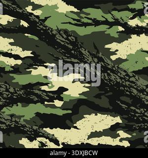 Abstract Woodland Bark Camouflage Seamless Pattern Vector Background. Hunting camouflage Stock Vector