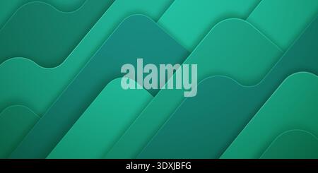 A digital illustration of a green abstract wavy pattern with varying shades and smooth curves. Stock Vector