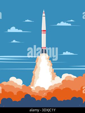 Ballistic missile launching rocket. Vector illustration Stock Vector