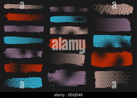 Retro Bitmap Brush Strokes and Dither Textures Stock Vector