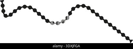 Dotted path forming a broken wave with disconnected curves and shifting directions. Stock Vector
