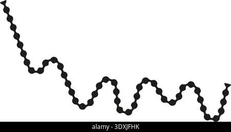 Dotted path forming an unpredictable and irregular sequence of interconnected curves. Stock Vector