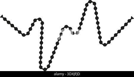 Interconnected dotted path forming a broken line with sharp interruptions and irregular spacing. Stock Vector