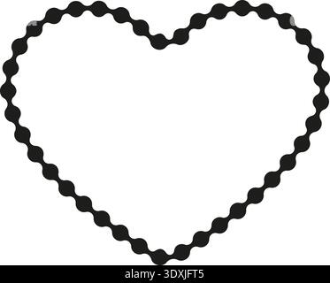 Dotted path forming a symmetrical heart shape with smooth and rounded curves. Stock Vector
