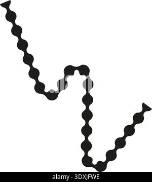 Dotted path with uneven curves and misaligned segments forming an unpredictable and shifting contour. Stock Vector