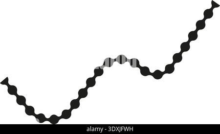 Dotted wave path with uneven peaks and varying spacing forming an unbalanced and asymmetrical contour. Stock Vector