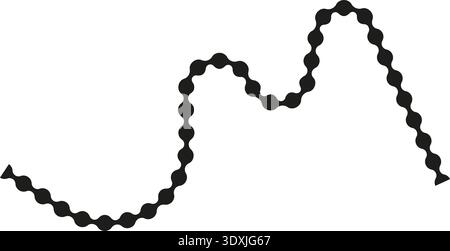 Interconnected dotted line forming an unpredictable and freely flowing path with random curves and turns. Stock Vector